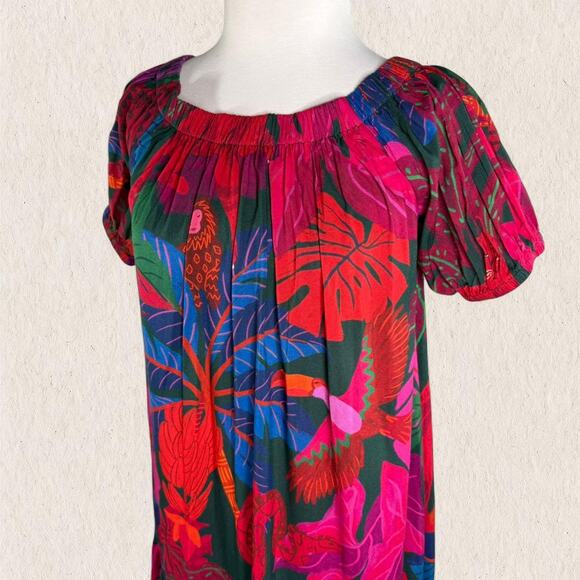 NWT Farm Rio Anthropologie Tropical Maxi Dress Sz S Off Shoulder Resort Vacation - Picture 6 of 8